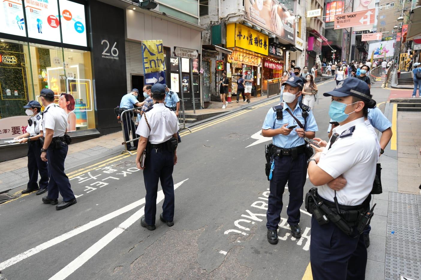 蘭桂坊今明兩晚實施人流管制。(陳奕釗攝)