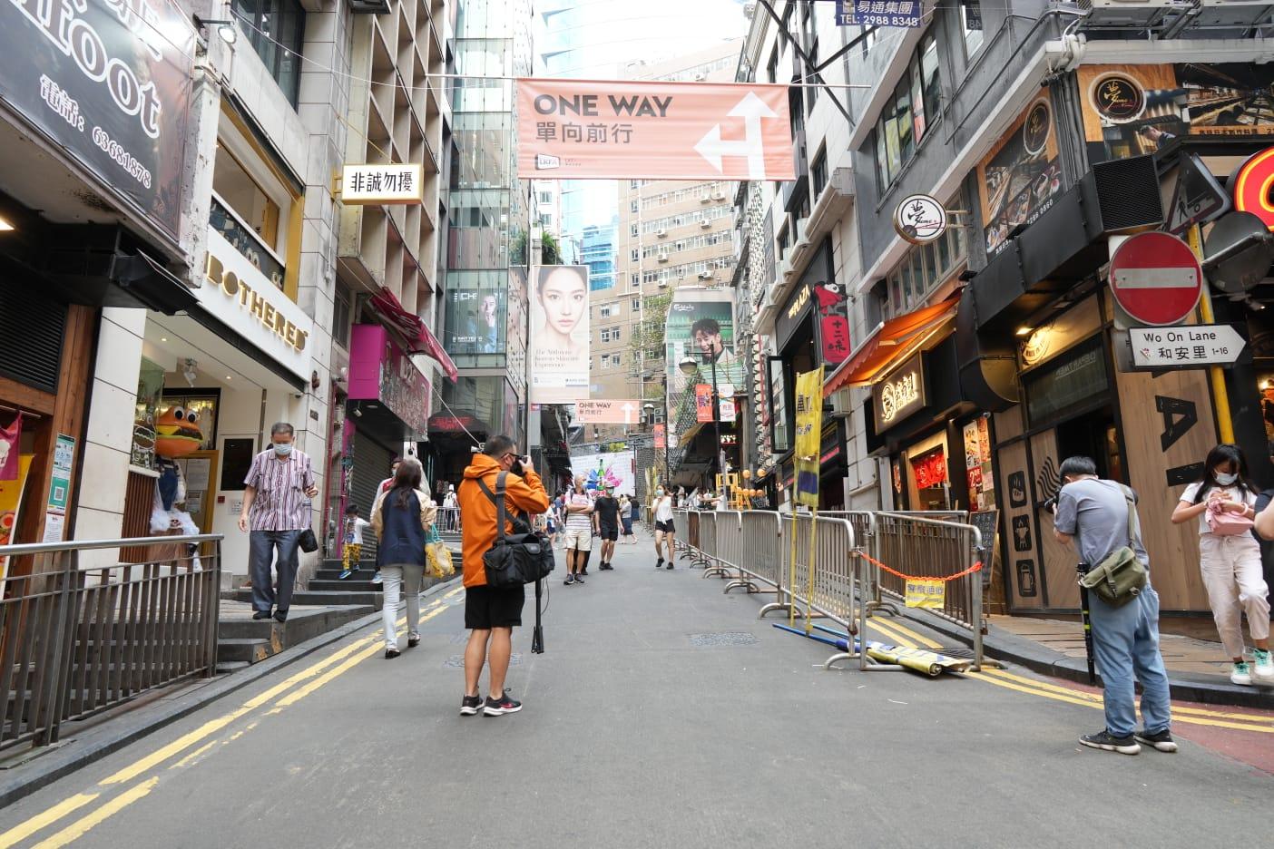 蘭桂坊今明兩晚實施人流管制。(陳奕釗攝)