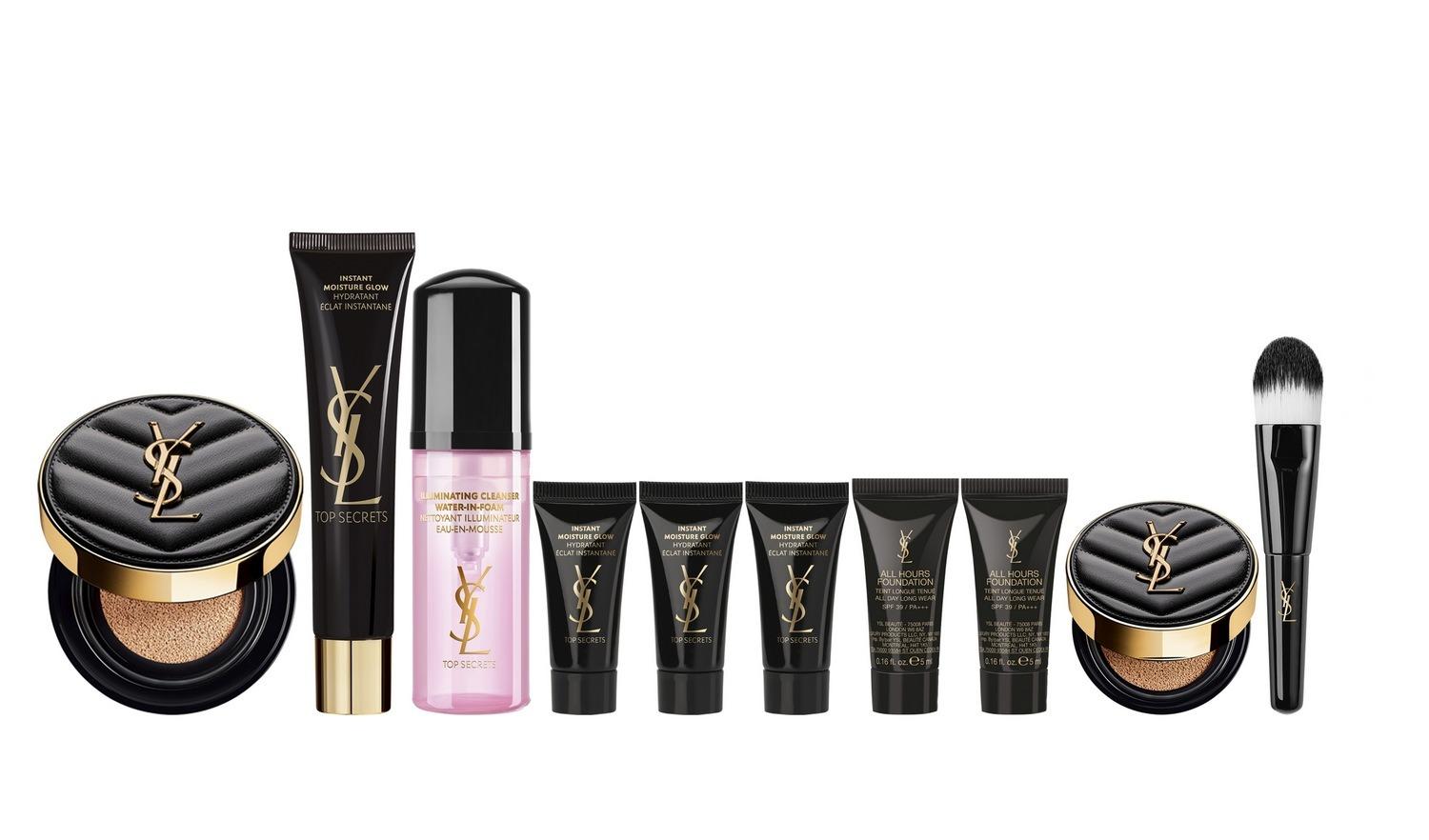 YSL BEAUTY 美顏絕密底霜套裝 $1,090至$1,215 (價值$2,060至$2,185) 凡購買任何美顔絕密底霜及任何粉底(不包括補充裝),將可額外獲贈: •美顏絕密水凝潔面泡沫50ML •美顏絕密絲緞補濕底霜5ML X3 •恆時輕透霧光粉底液5ML X2 •迷你輕透無重羽毛氣墊粉底 •YSL BEAUTÉ迷你粉底掃