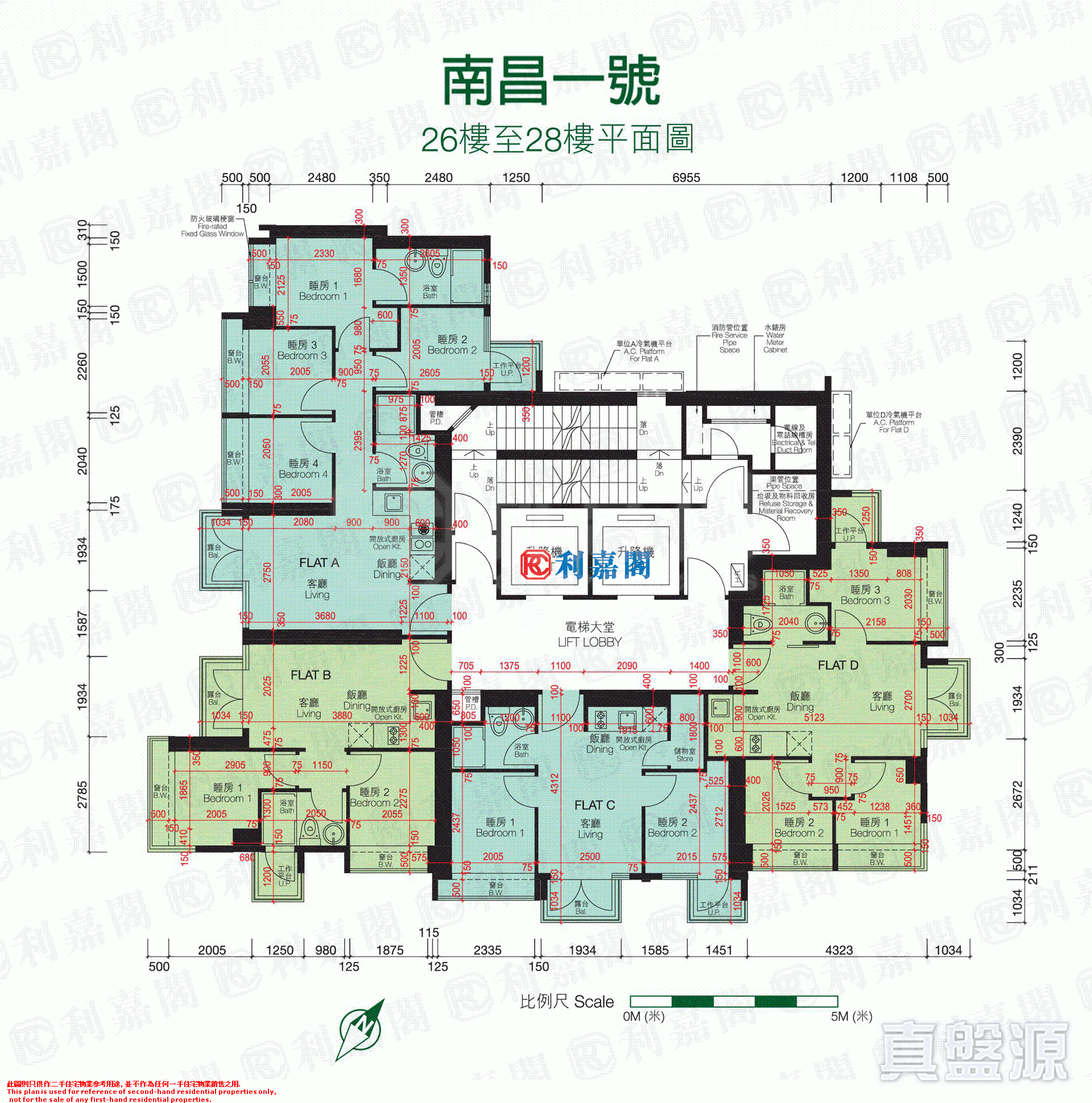 單位全層平面圖。