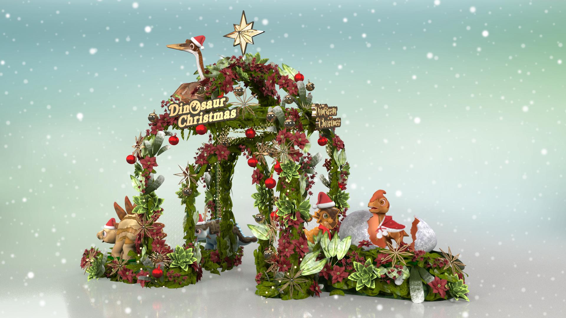 北角匯《十二隻恐龍過聖誕》主題裝置