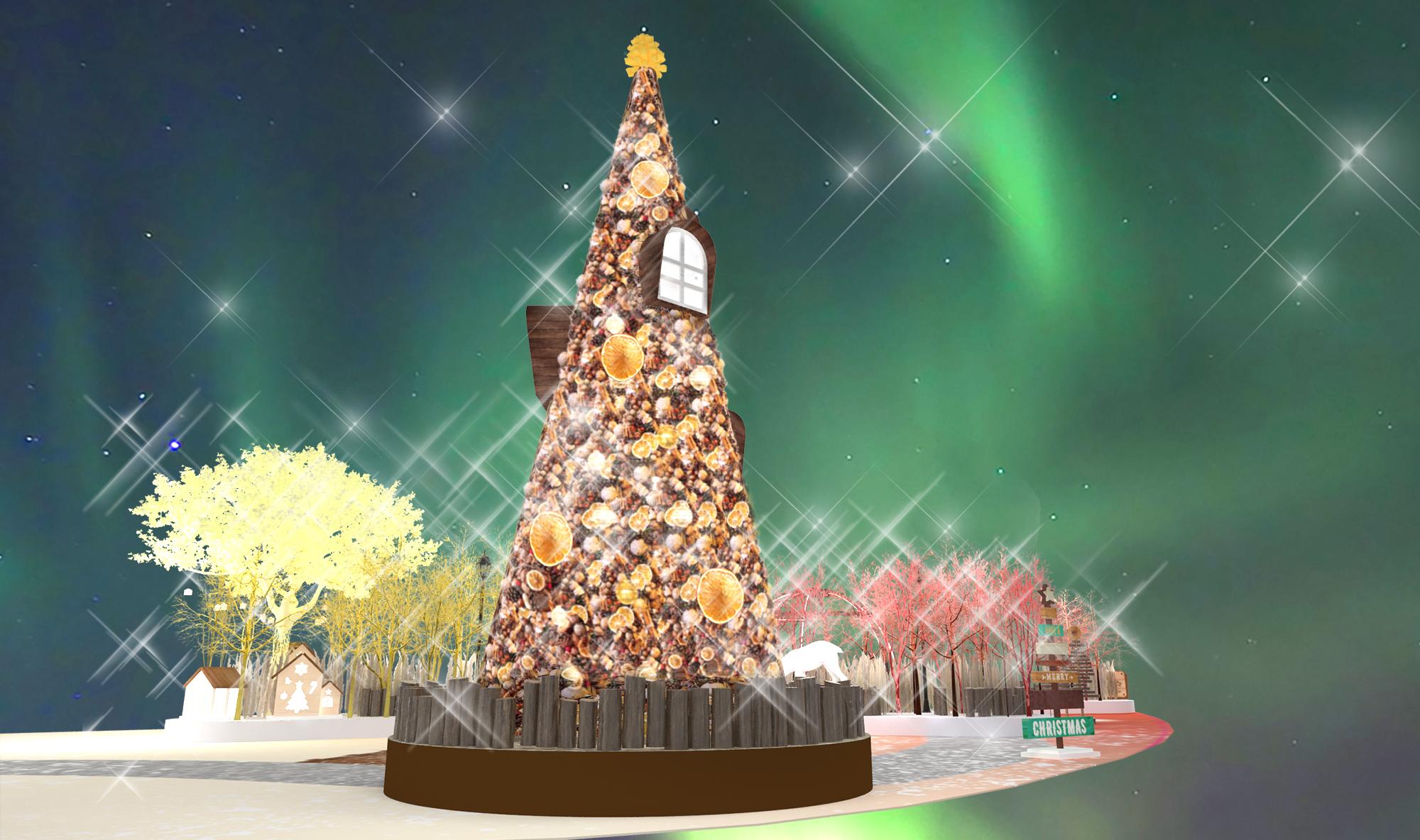 以過百棵聖誕樹為背景配上閃爍裝飾,為鎮中地標更吸晴