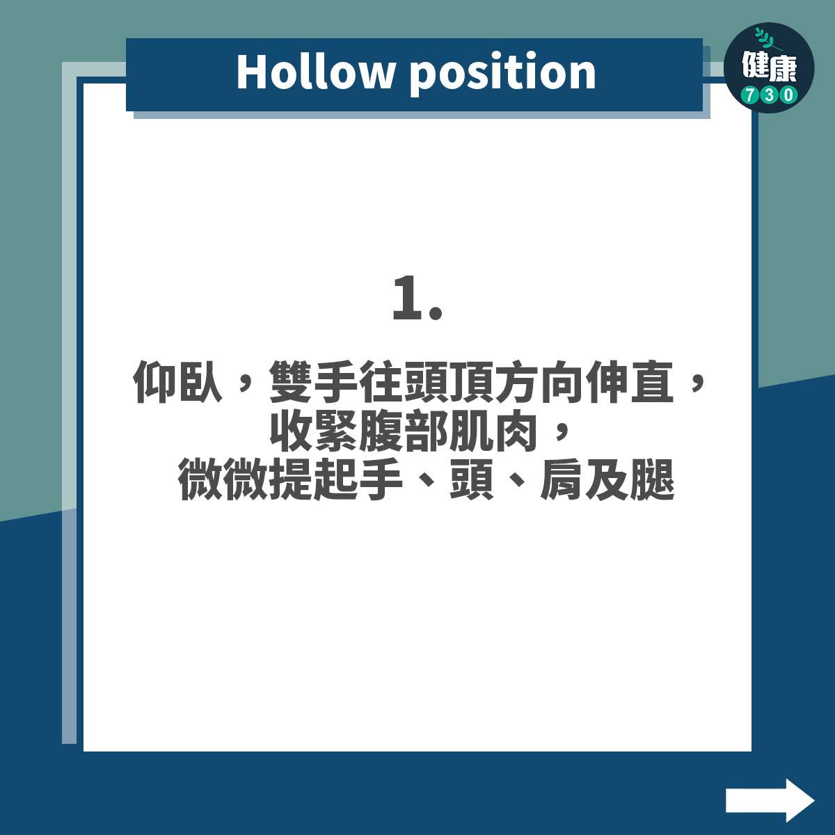 健身|入門4式練好核心肌群之Hollow position(am730製圖)
