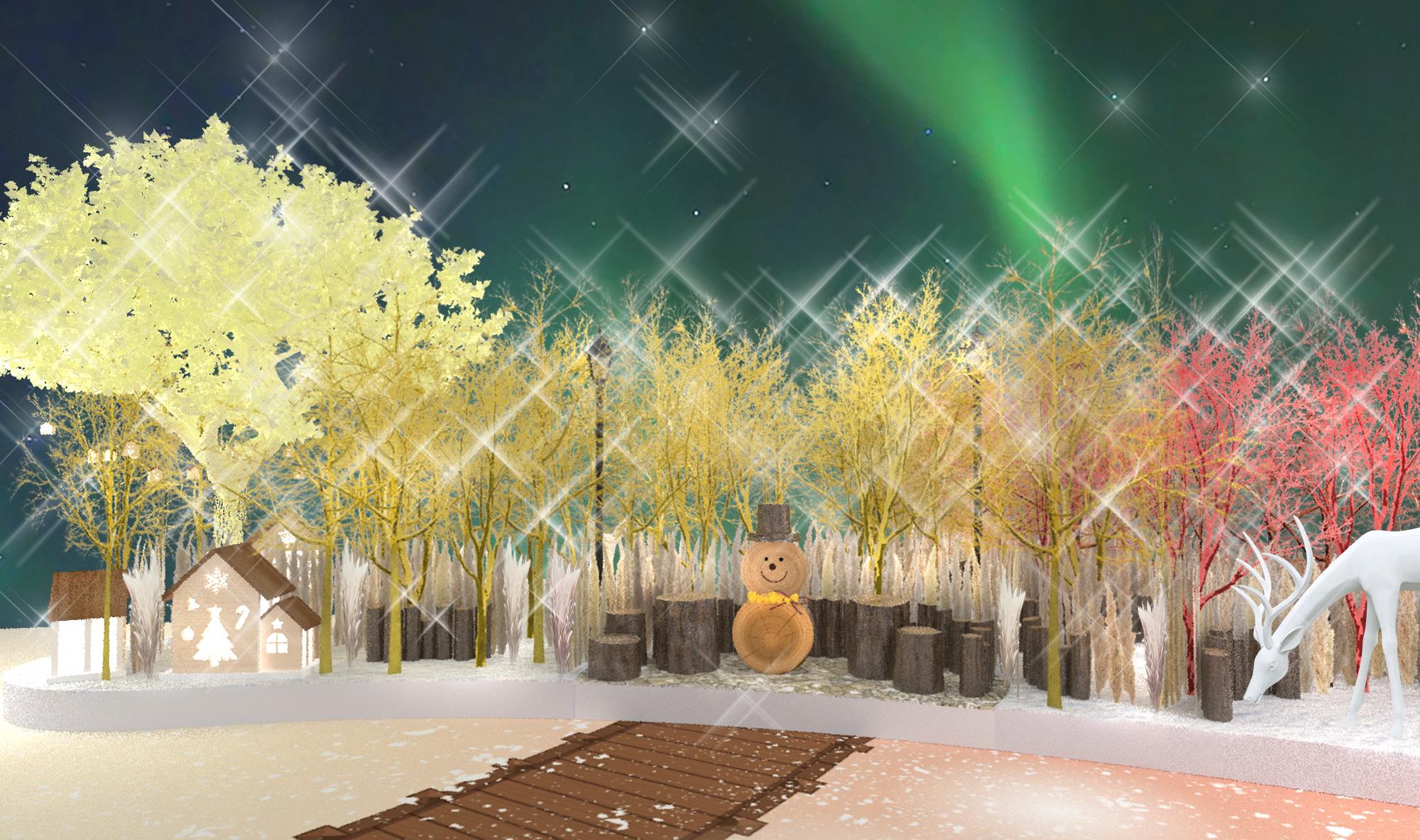 被少女系香檳粉色芒草簇擁著的「雪人觀星席」