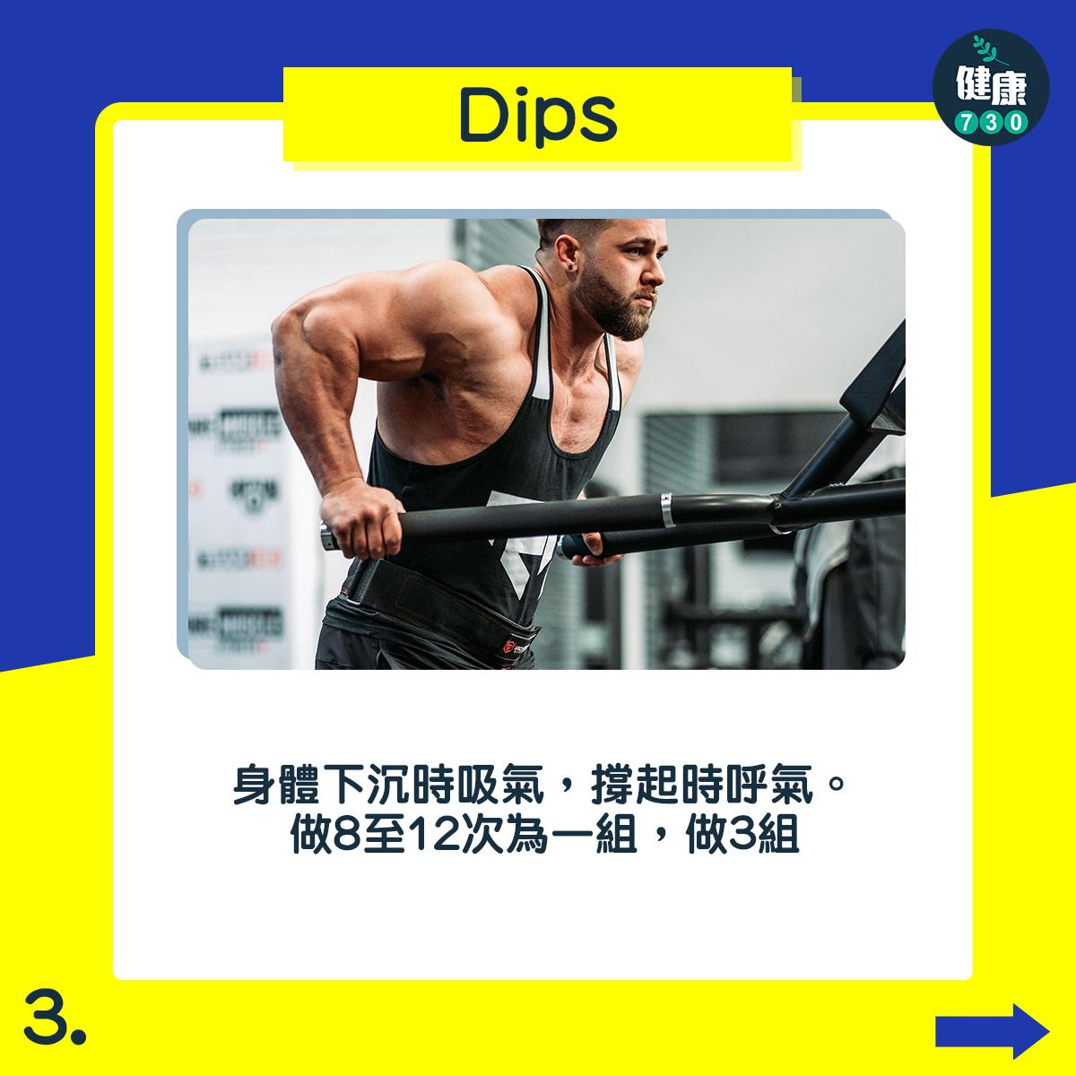 健身|三頭肌訓練,Dips(am730製圖)