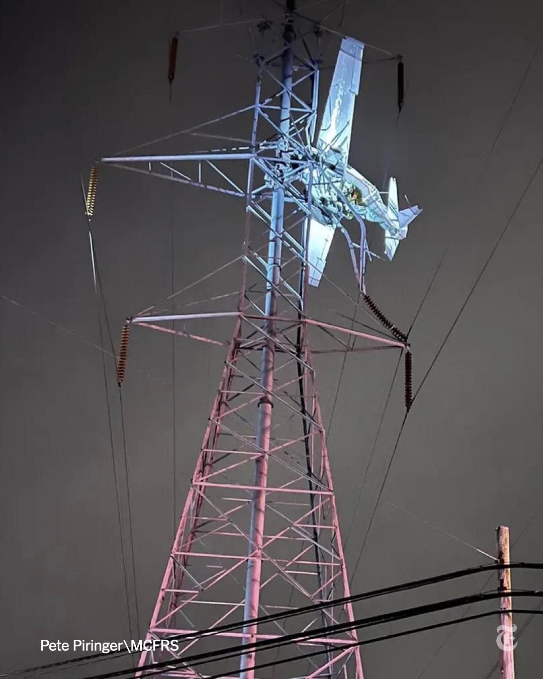 救援行動並不容易,首先要把線路接地,再由美國聯邦航空管理局 (FAA)協助限制該區飛機飛行,救援人員才可行動。(Twitter)