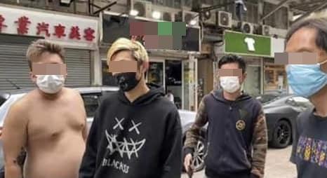 網上流傳被捕的4名涉事車房男子。(網上圖片)