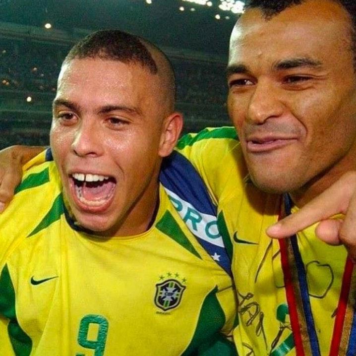 卡富(右)和朗拿度在1994及2002年都是巴西世界盃冠軍成員。(卡富IG)