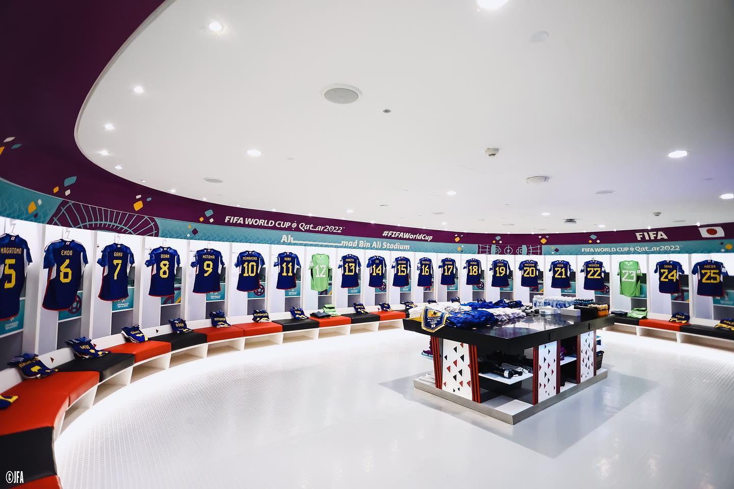 日本賽前更衣室。(日本足協圖片)