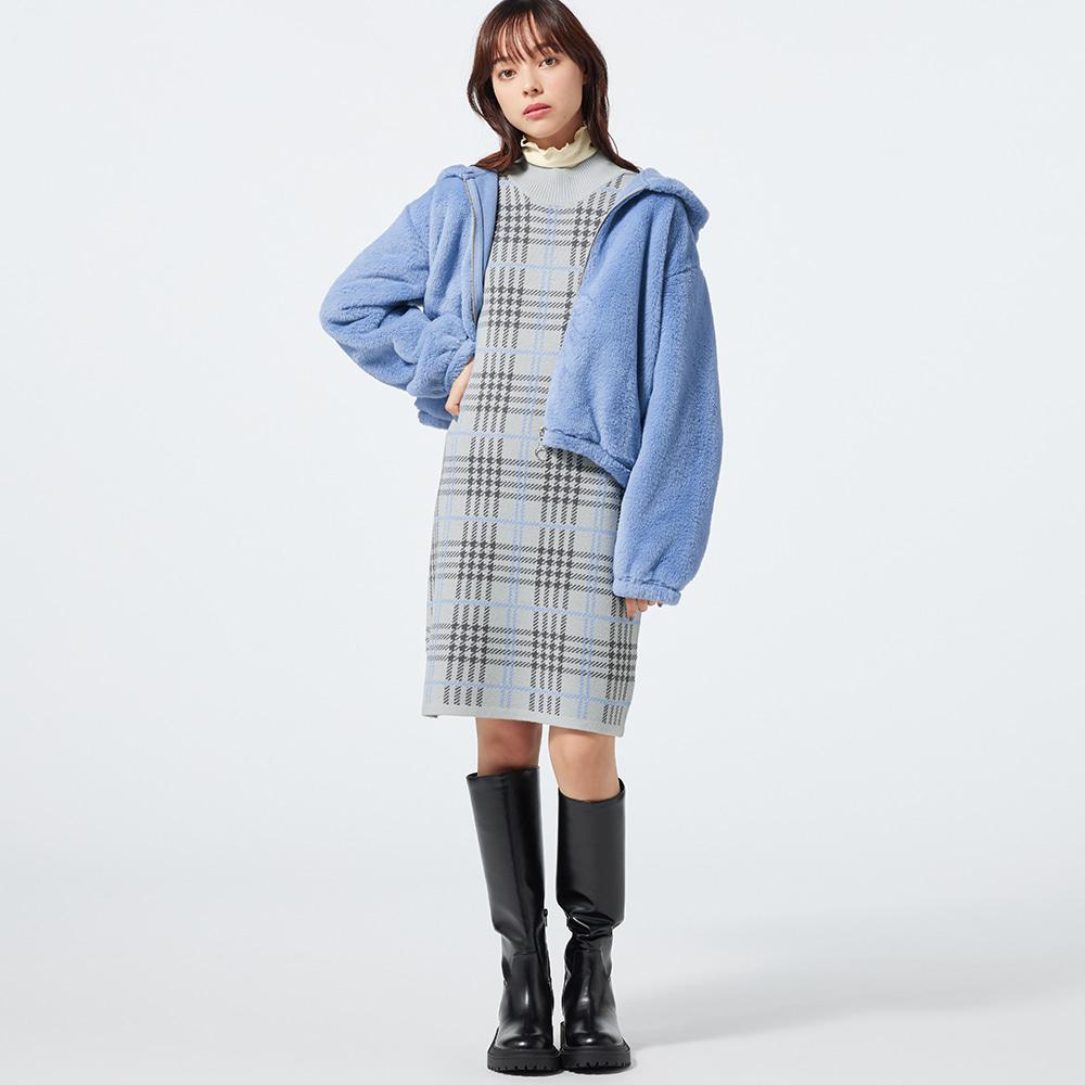Checked Jacquard Knit Dress $99 原價$199