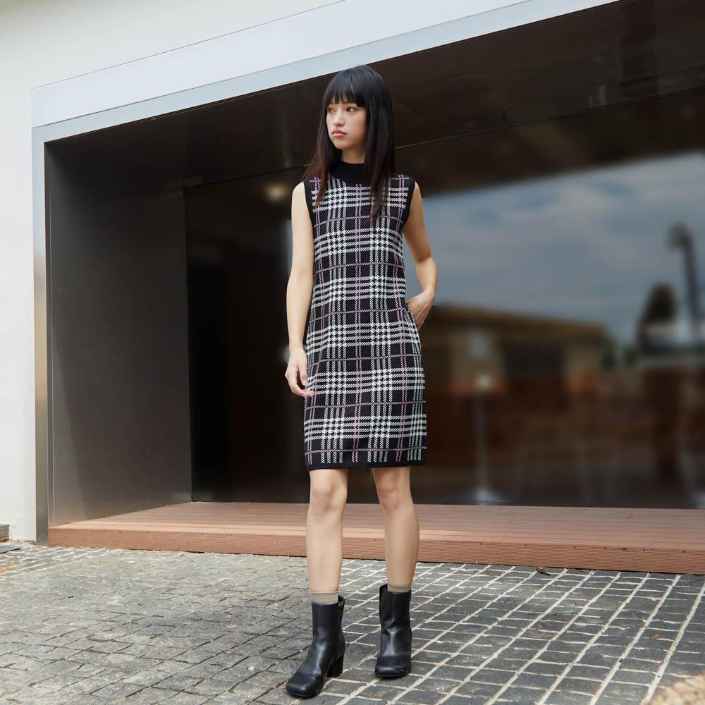 Checked Jacquard Knit Dress $99 原價$199