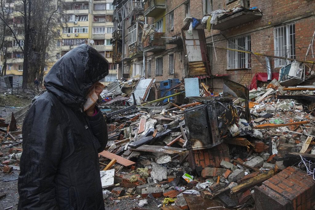 基輔多處被俄軍導彈炸中。(美聯社)