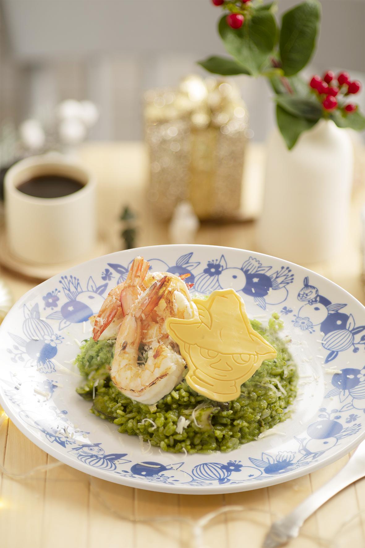 史力奇的青醬大蝦意大利飯。