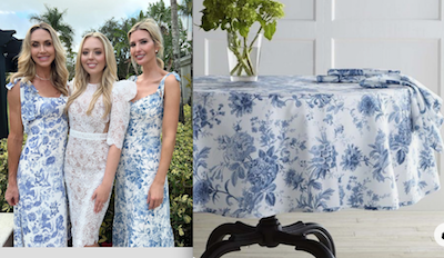 伊萬卡及蒂芬妮其中一條裙被指似枱布。(互聯網)