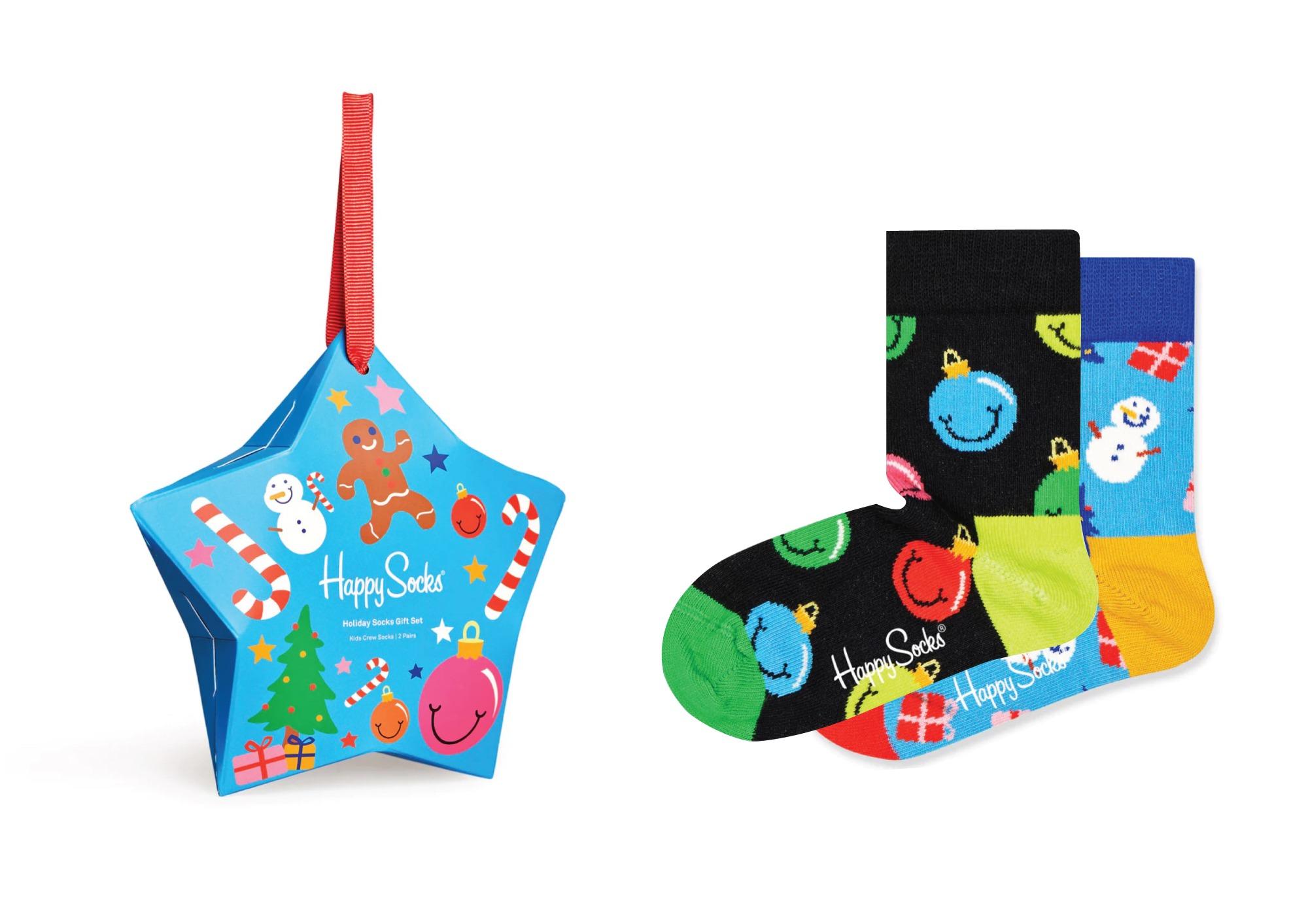 聖誕禮物推薦2022|Happy Socks 聖誕吊飾連襪 (聖誕樹大人襪 $328/星星小童襪 $168)