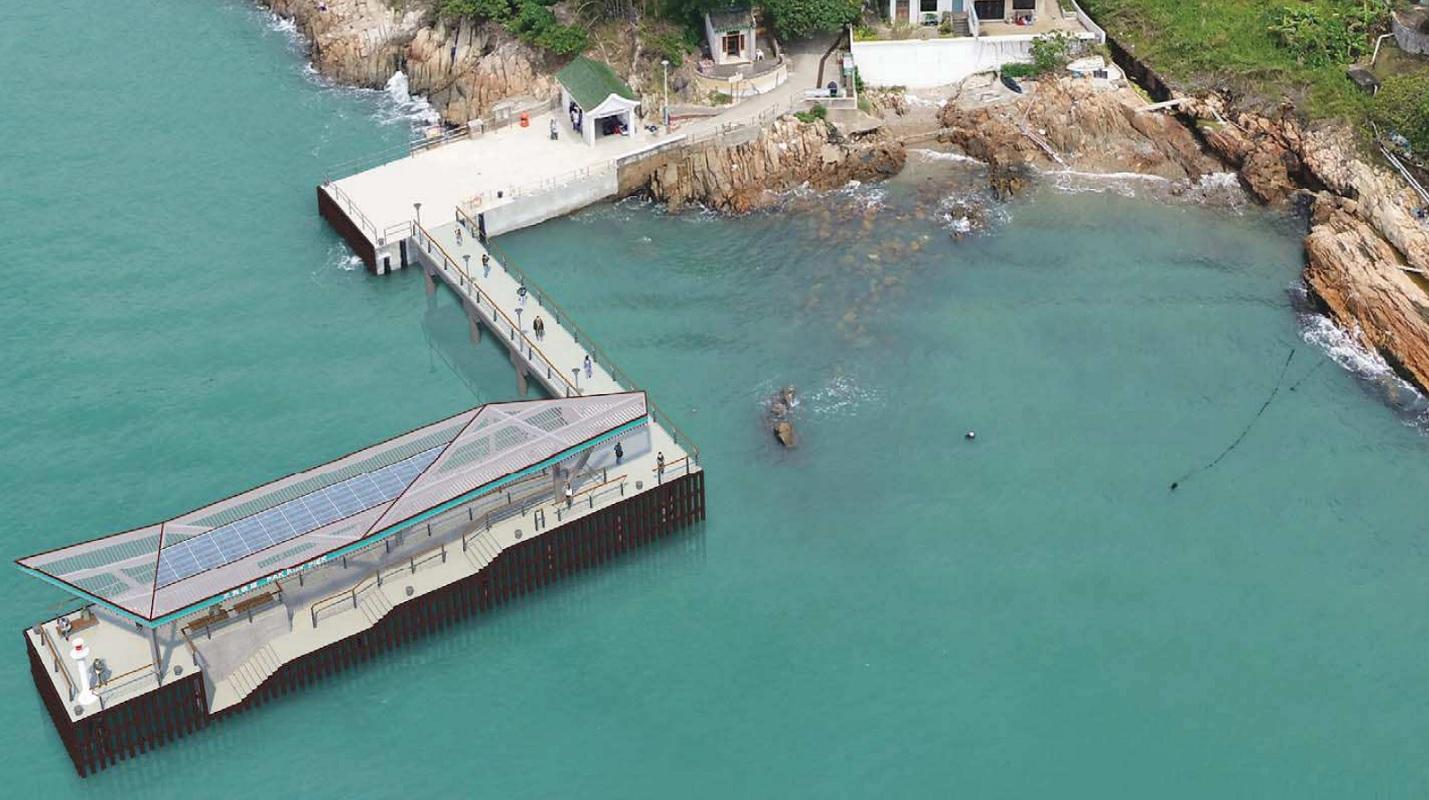 南丫島北角碼頭工程模擬圖。(立法會文件)