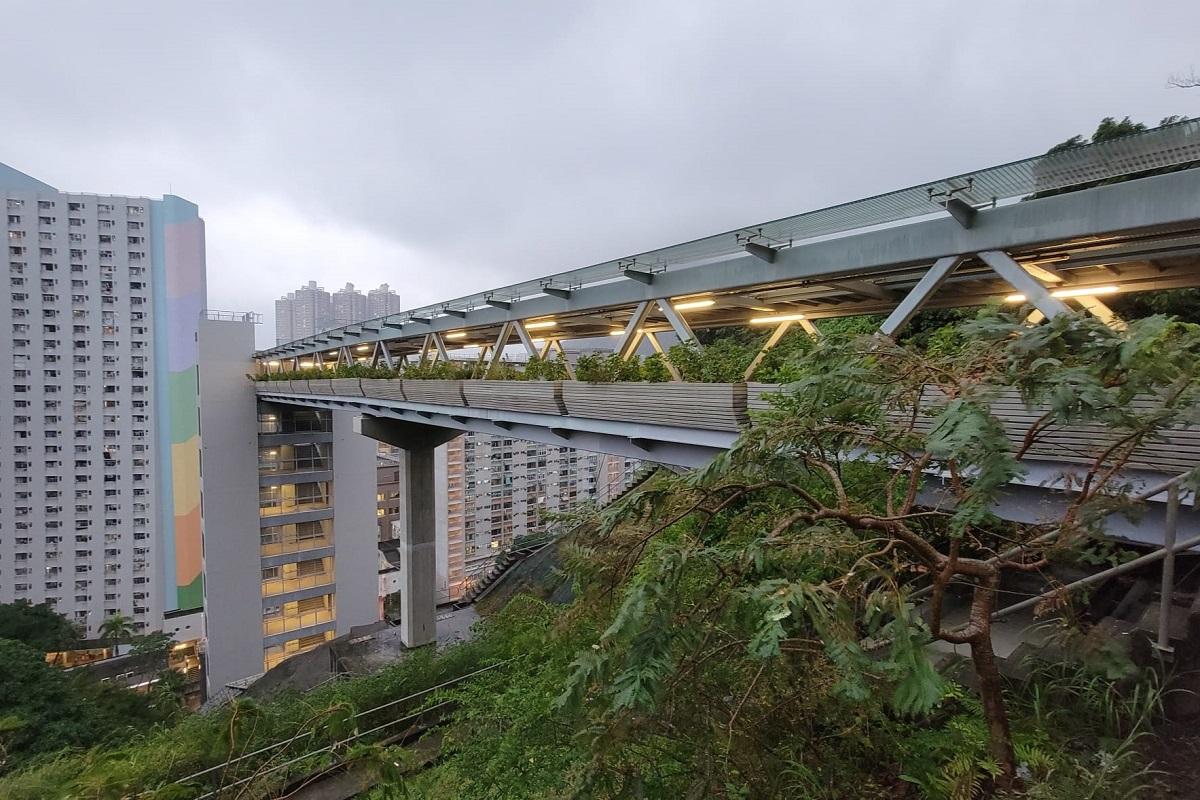 審計報告發現,安達臣道行人天橋系統未完成設計就批出工程,導致超支近10億元。圖為原本計劃興建的3條行人天橋之一。(蘇文傑攝)