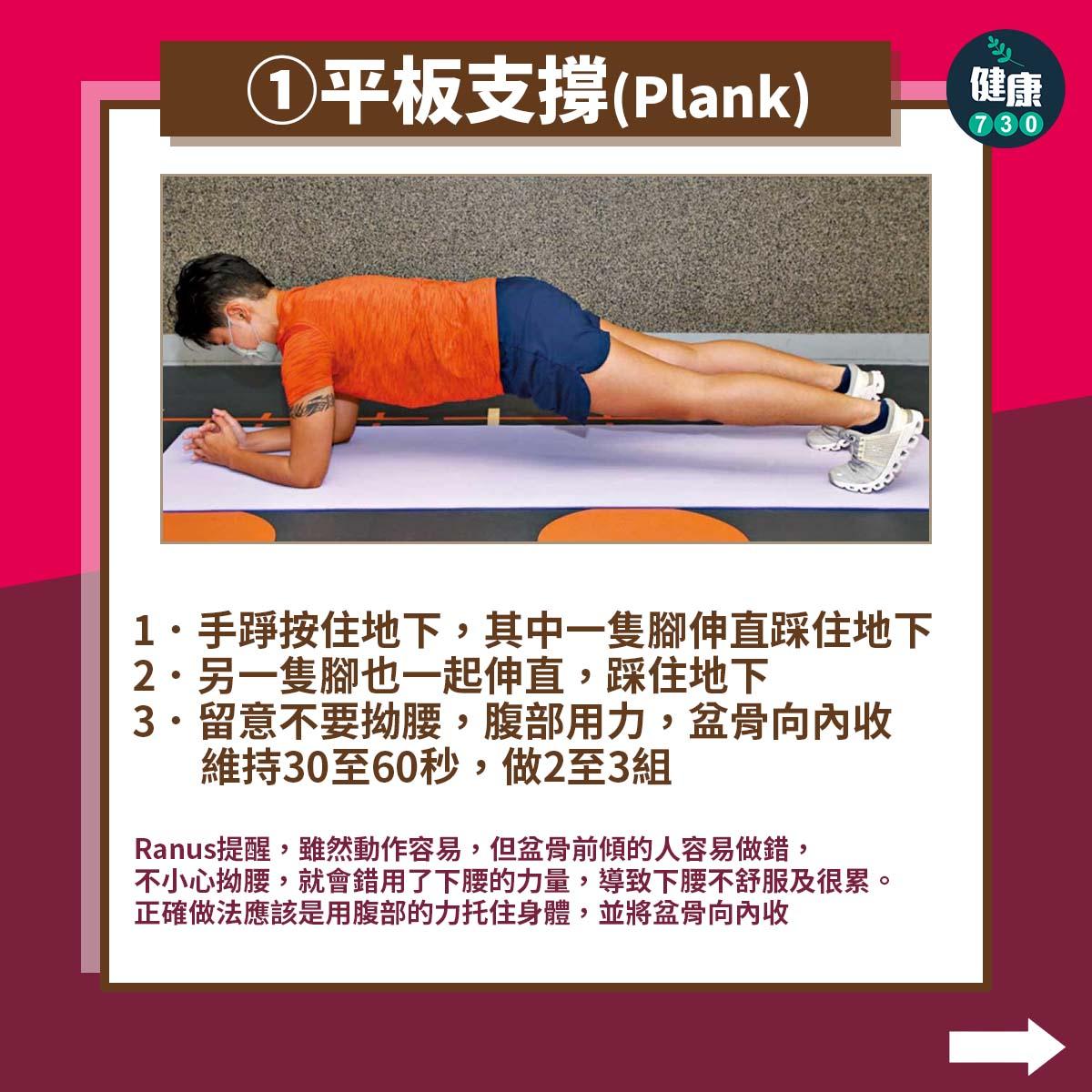 盆骨前傾矯正|平板支撐(Plank)
