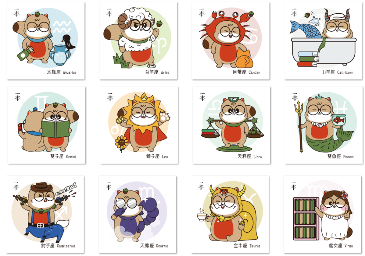 松鼠星座研究社推出的「一本」小松鼠星座版 Whatsapp Stickers。