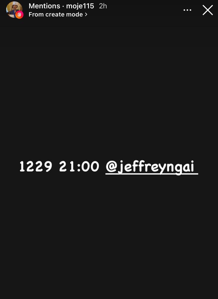 毛舜筠在IG Story助Jeffrey宣傳新歌。