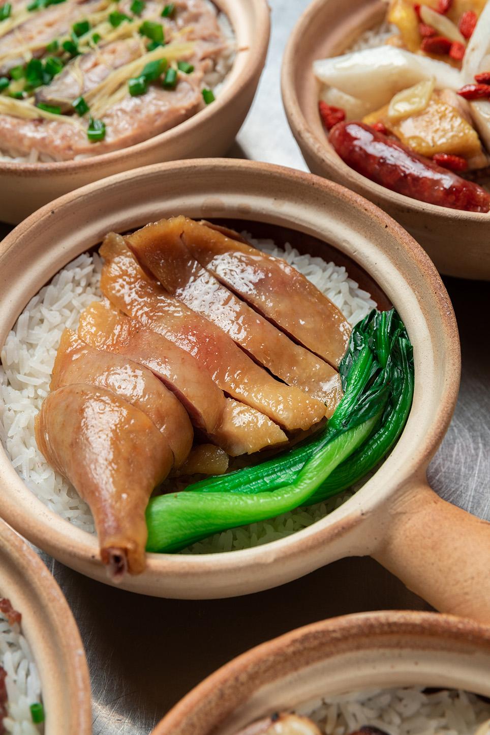 油鴨脾煲仔飯 $98