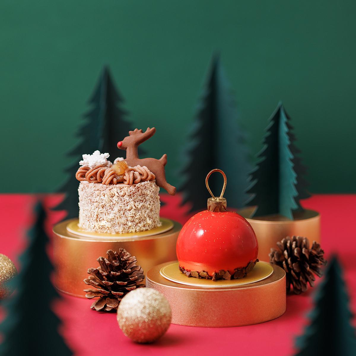 梅酒士多啤梨慕絲蛋糕 (前);栗子芒果慕絲蛋糕 (後) $58