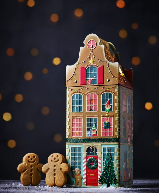 聖誕魔法音樂盒連牛油薑餅│色彩繽紛的聖誕屋造型禮罐,屋內「住」了許多迷你牛油薑餅人,趣緻又有節日氣氛! ($199)