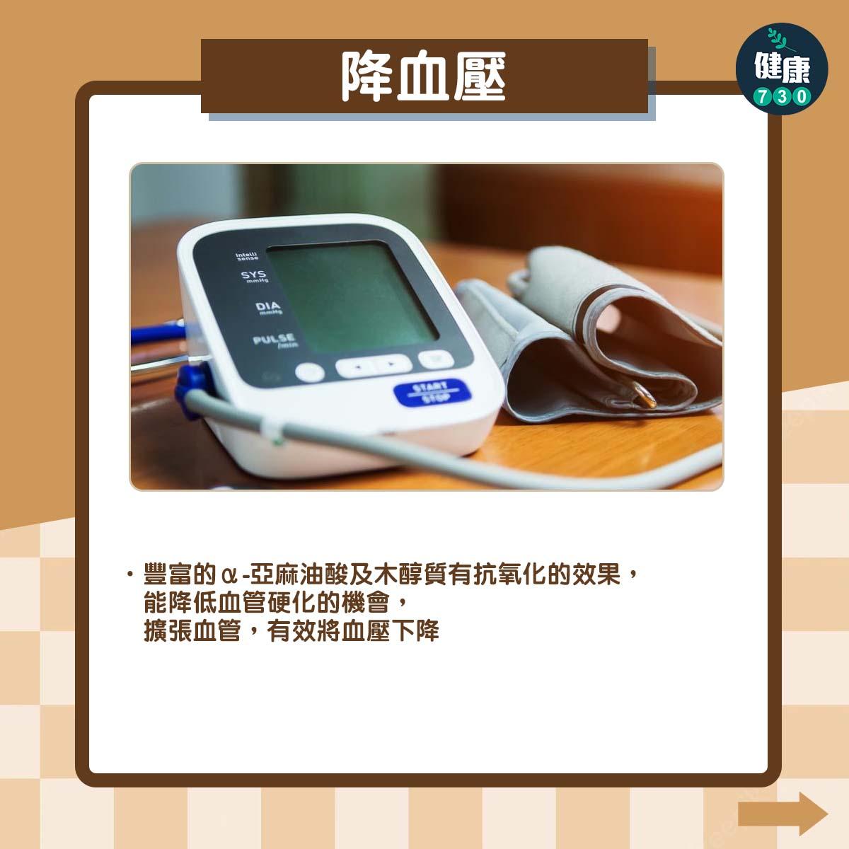 超級食物亞麻籽功效|降血壓 (am730製圖)