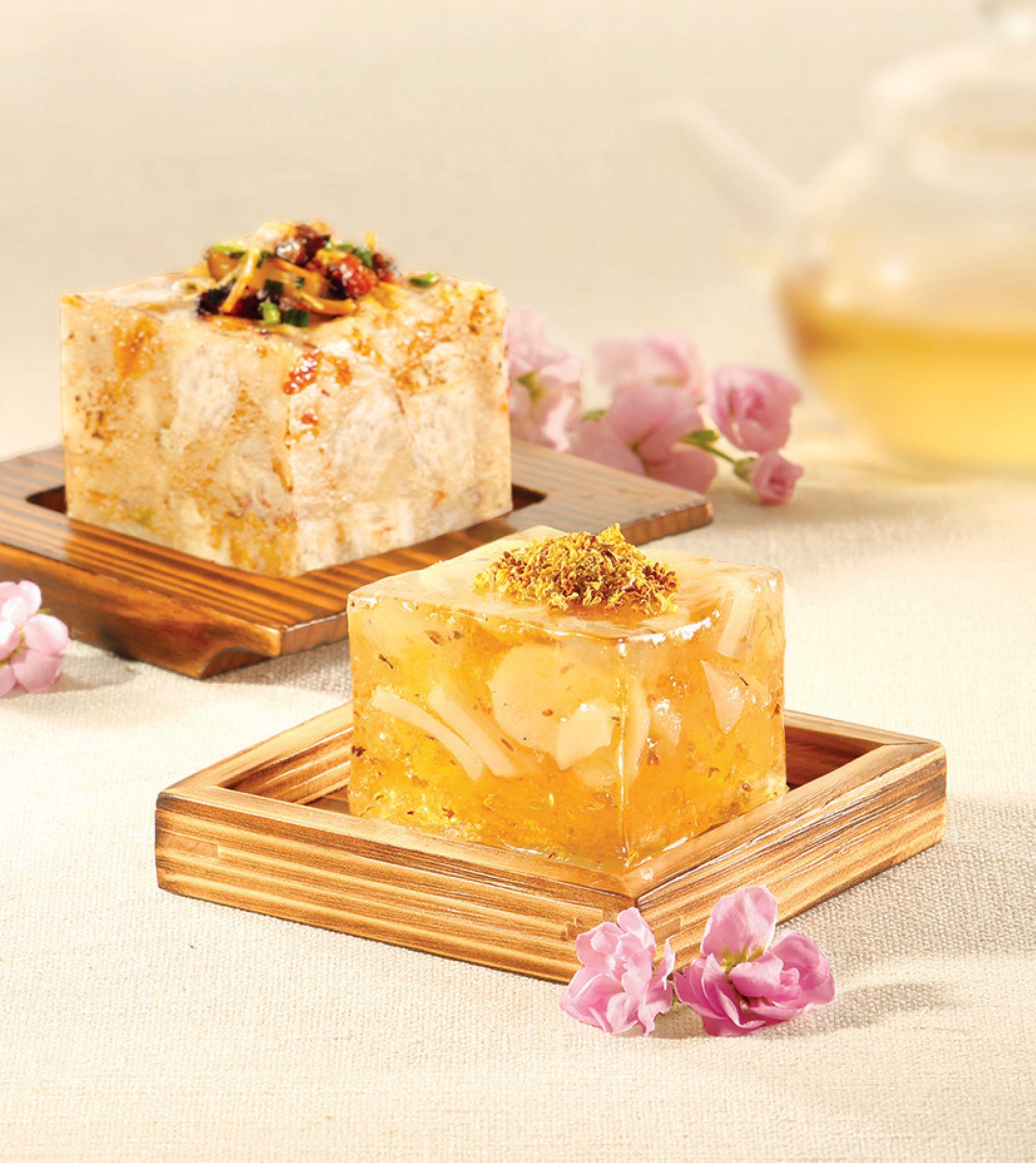 鴻福堂沖繩海鹽瑤柱芋頭糕及桂花蔗汁馬蹄糕