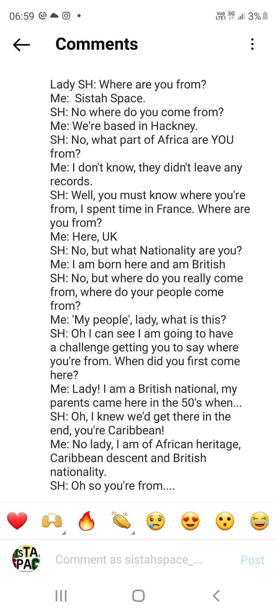 Ngozi Fulani事後在社交平台Twitter提及事件。(網上圖片)