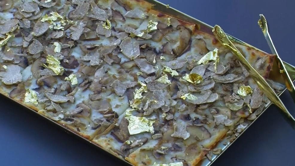 每個Pizza將灑上56克白松露;至於黃金,是指純金金箔,十分奢華。(YouTube)