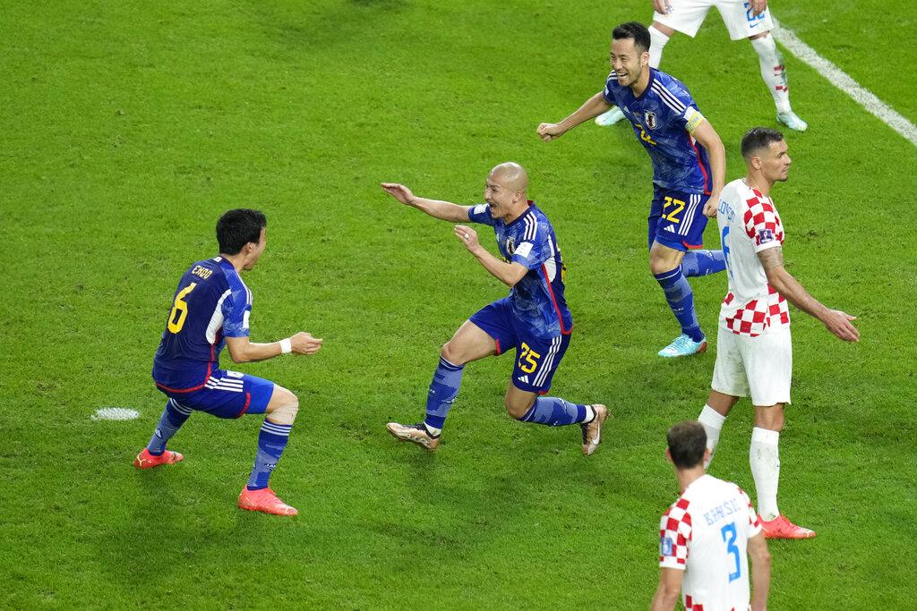 日本前鋒前田大然為球隊先開紀錄。(美聯社)