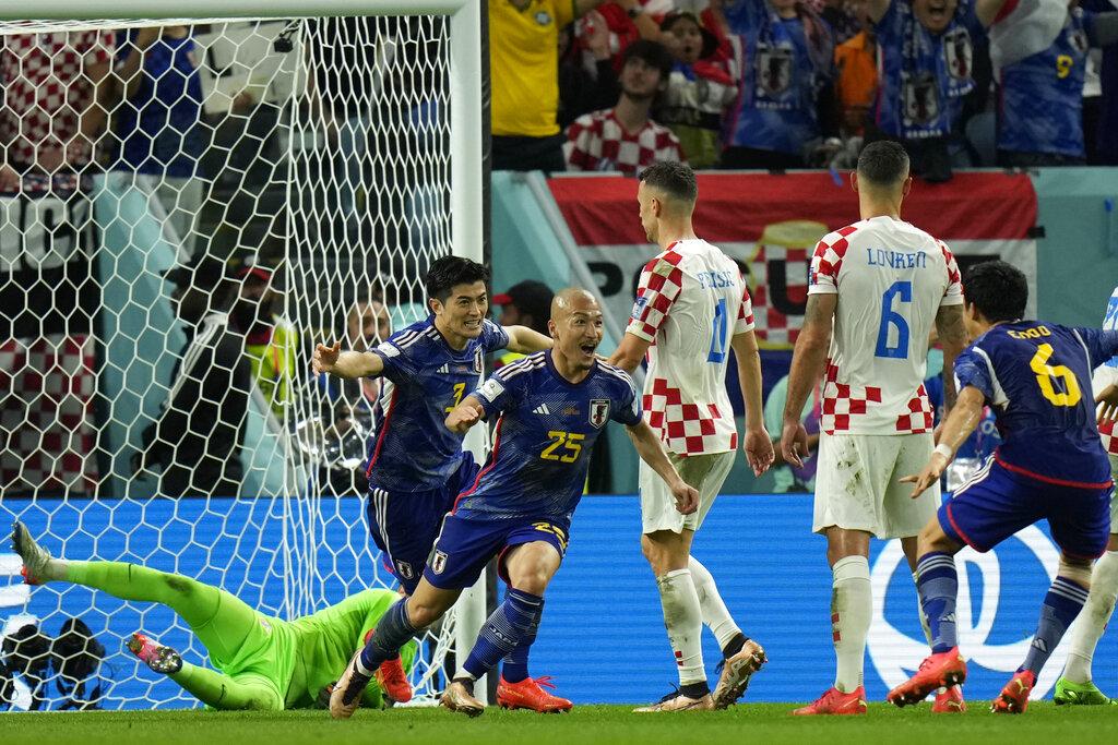 日本前鋒前田大然為球隊先開紀錄。(美聯社)