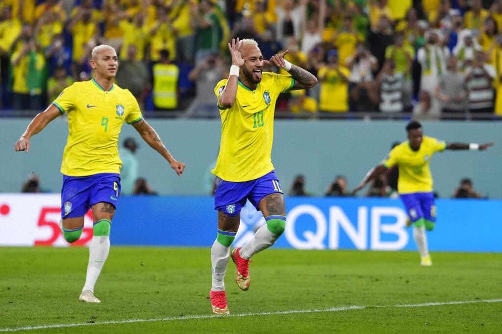 巴西輕鬆殺入世界盃8強,將鬥克羅地亞。(美聯社)