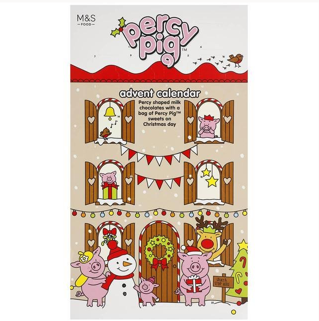 Percy小豬聖誕倒數日曆│每天打開Percy小豬家的窗戶就可以享用 Percy 形狀的奶油牛奶朱古力。在特別的日子裡還藏有一整袋Percy Pig糖果! ($99)