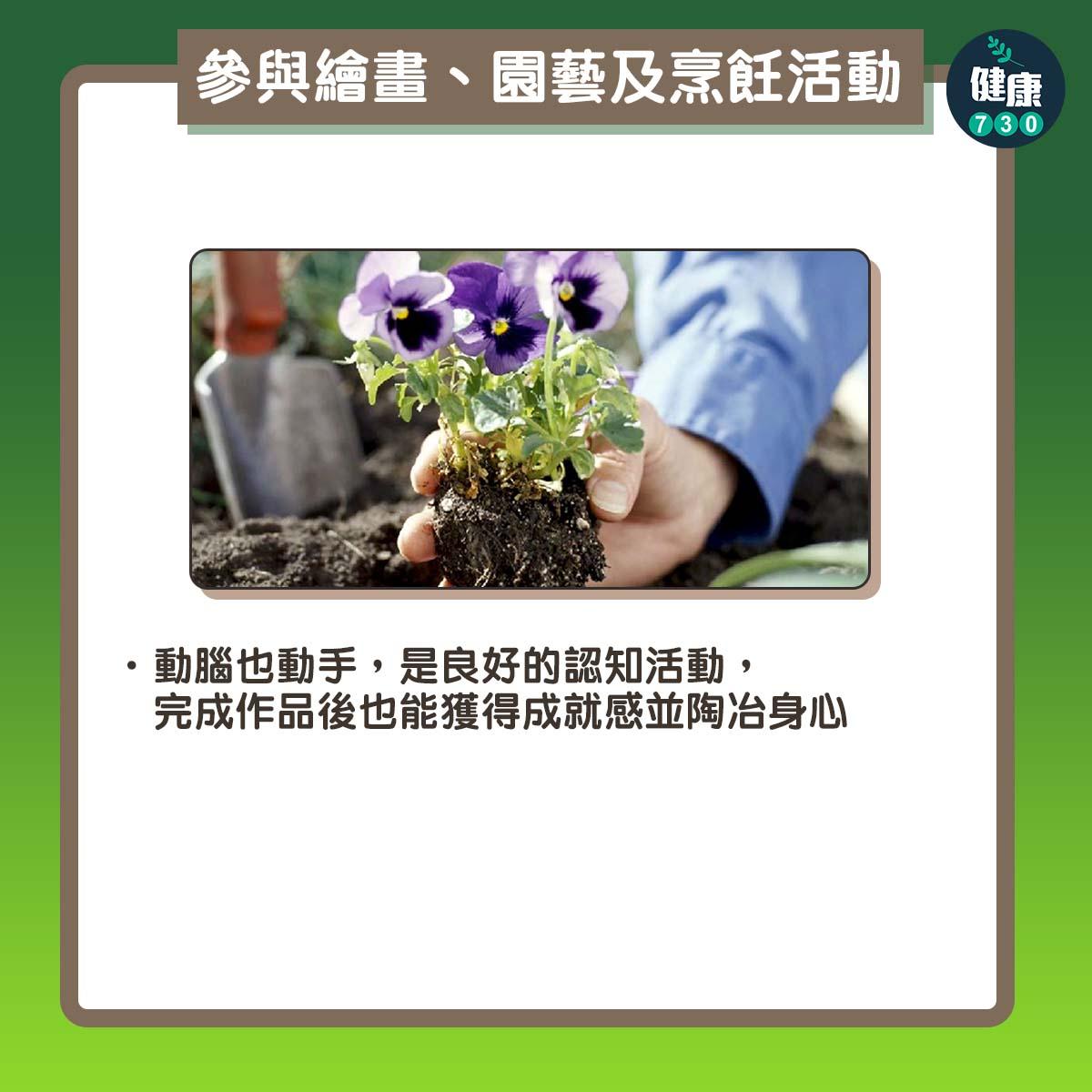 參與繪畫、園藝、烹飪活動