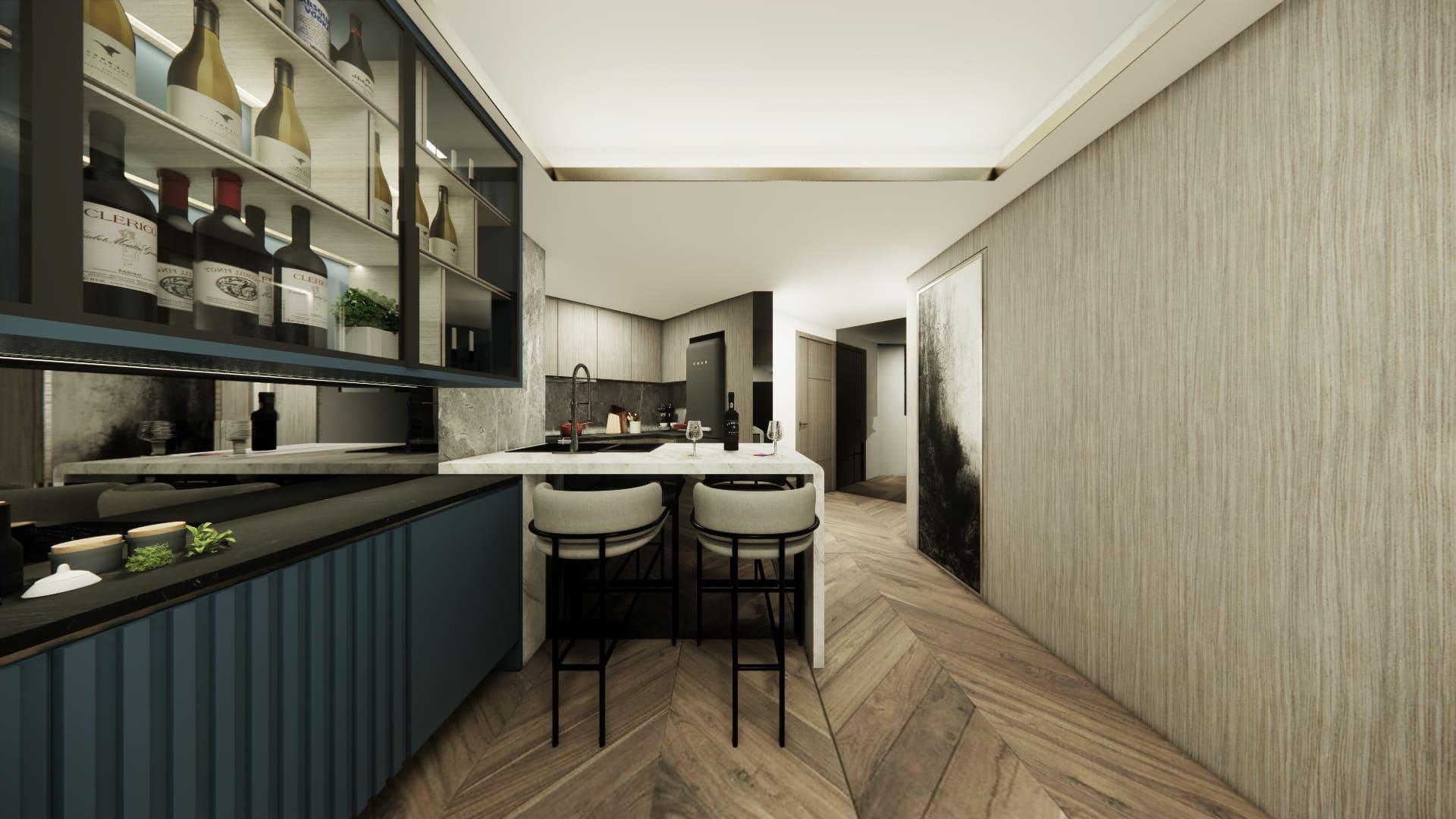 廚房改開放式設計,與客飯廳融為一體