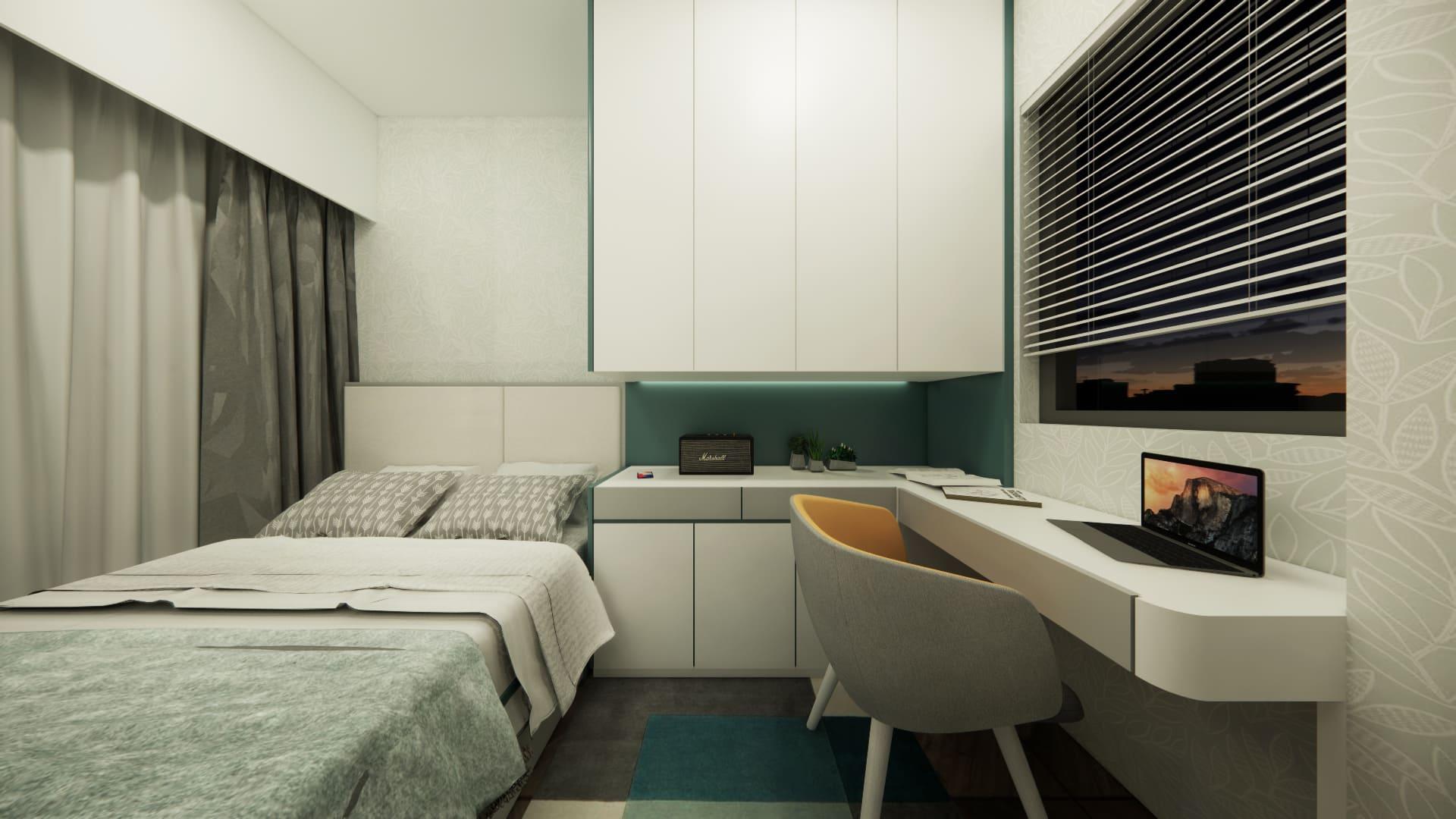 牆身用了淡雅綠色,增添活潑感