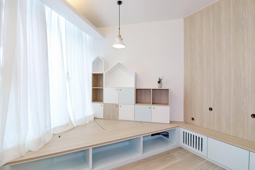 窗台地台的位置造了屋型儲物櫃