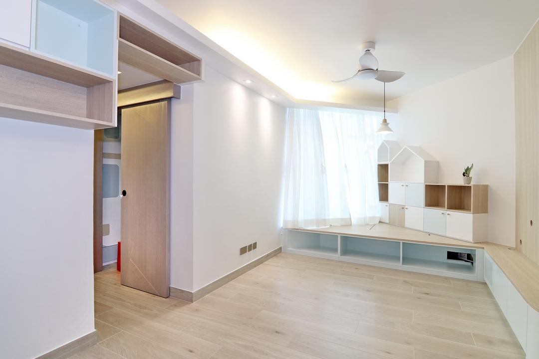 窗台地台的位置造了屋型儲物櫃