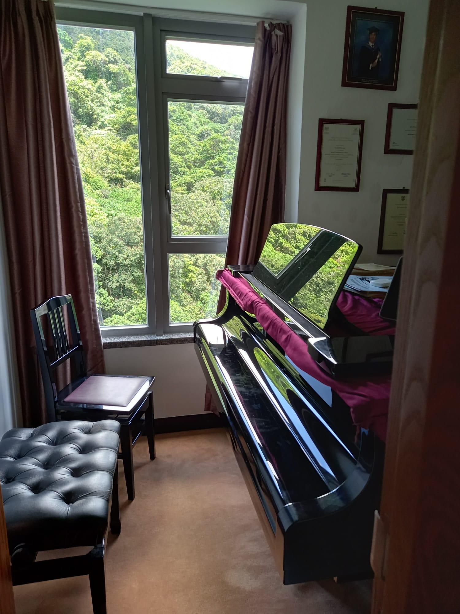其中一個睡房改為鋼琴房,在清幽怡人的山巒伴隨下彈琴,更顯詩意。