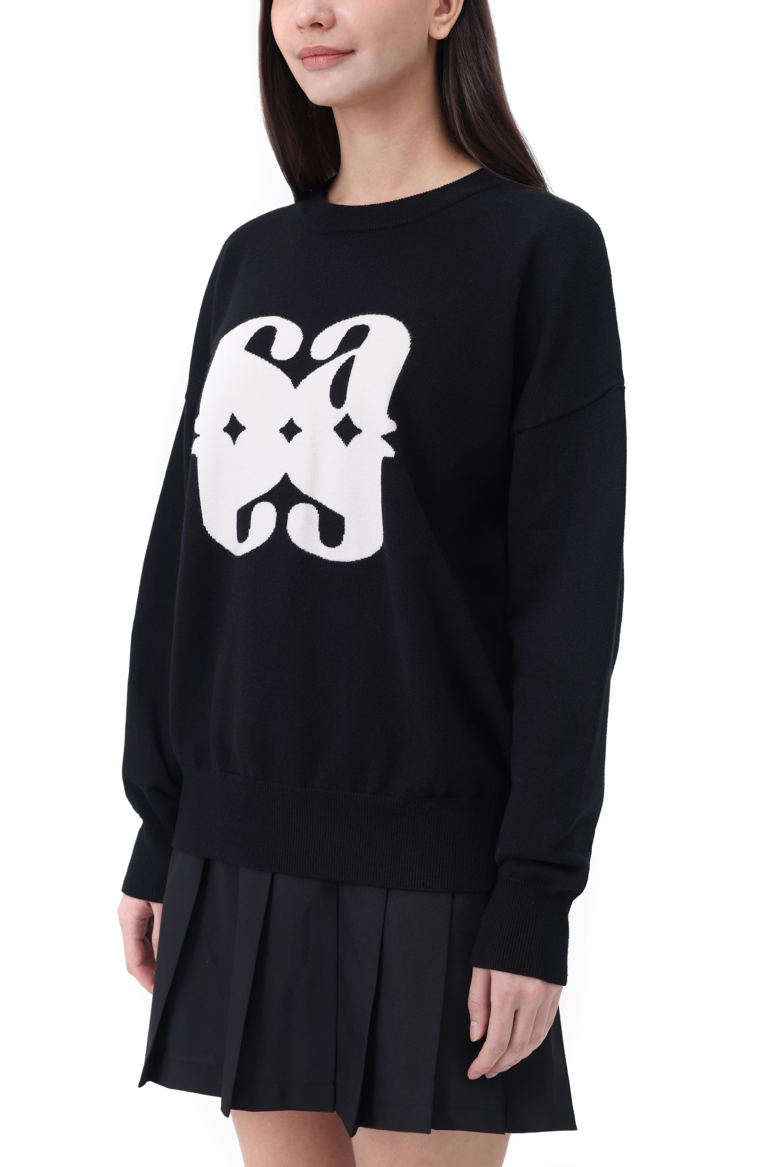 Intarsia logo針織上衣(黑色)