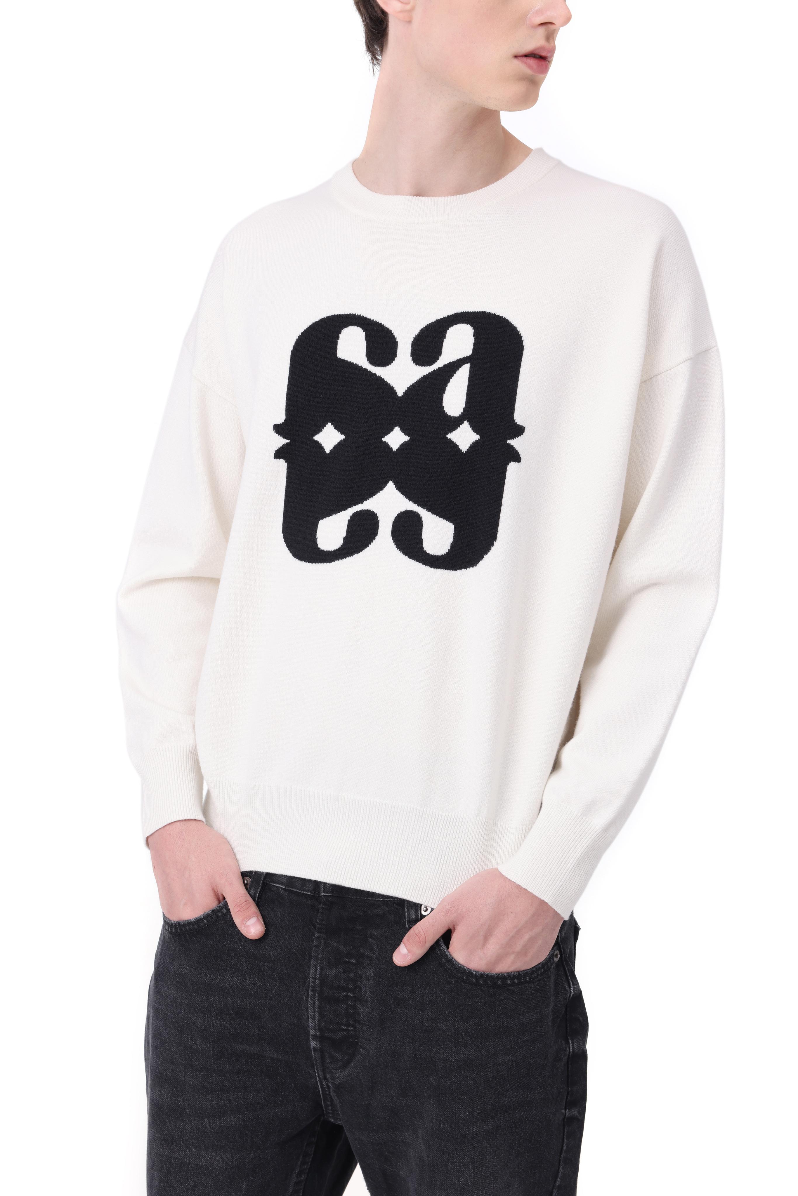 Intarsia logo針織上衣(白色)