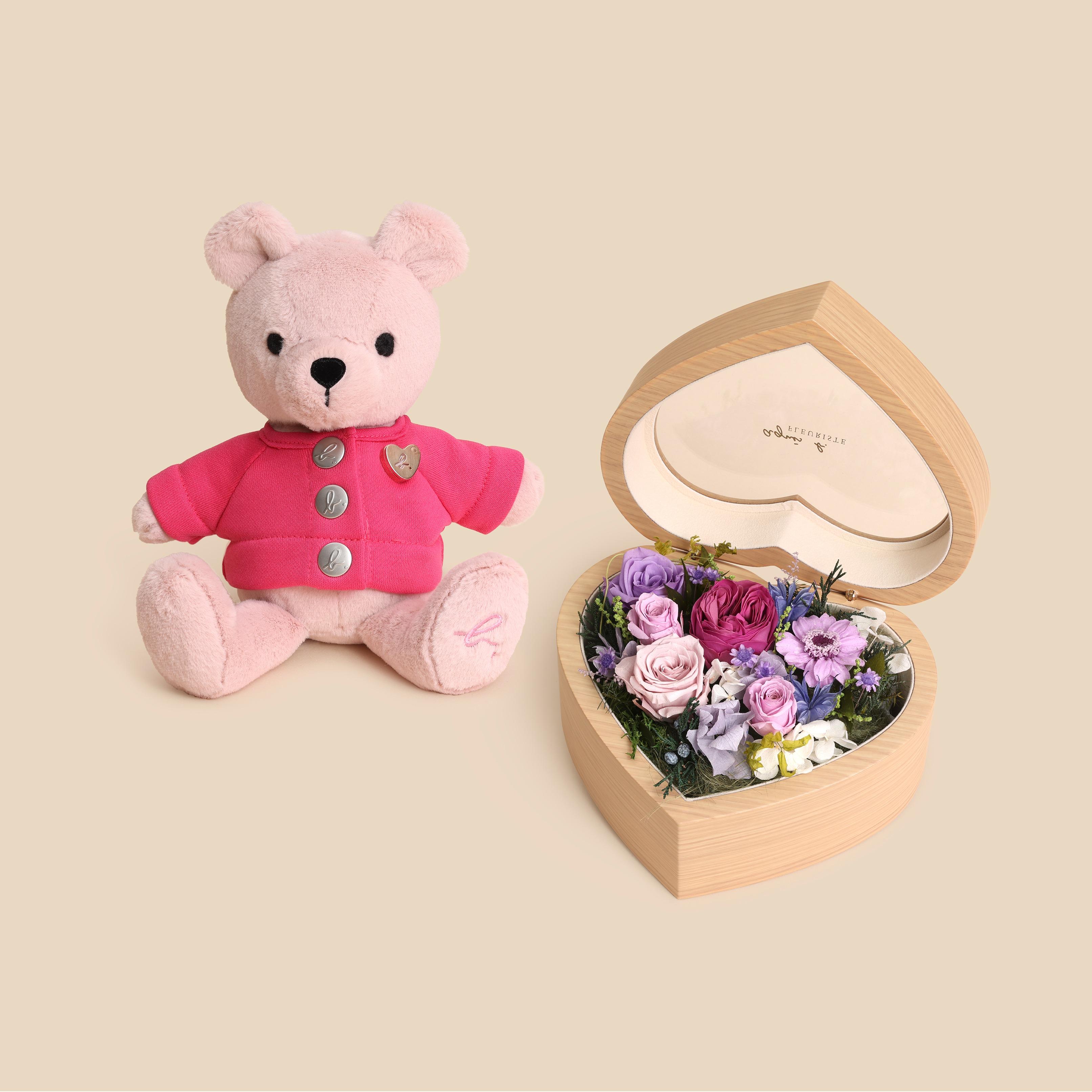 情人節禮物推介2023|agnès b. FLEURISTE b. bear永生花禮盒 Lille $2,580 (早鳥價惠價 $2,322)