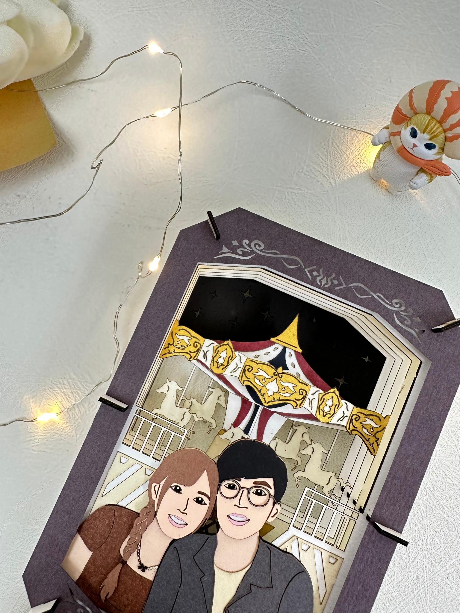 情人節禮物推介2023|PaperHKura Faiy Carousel 可定製人像紙藝作品 $550起