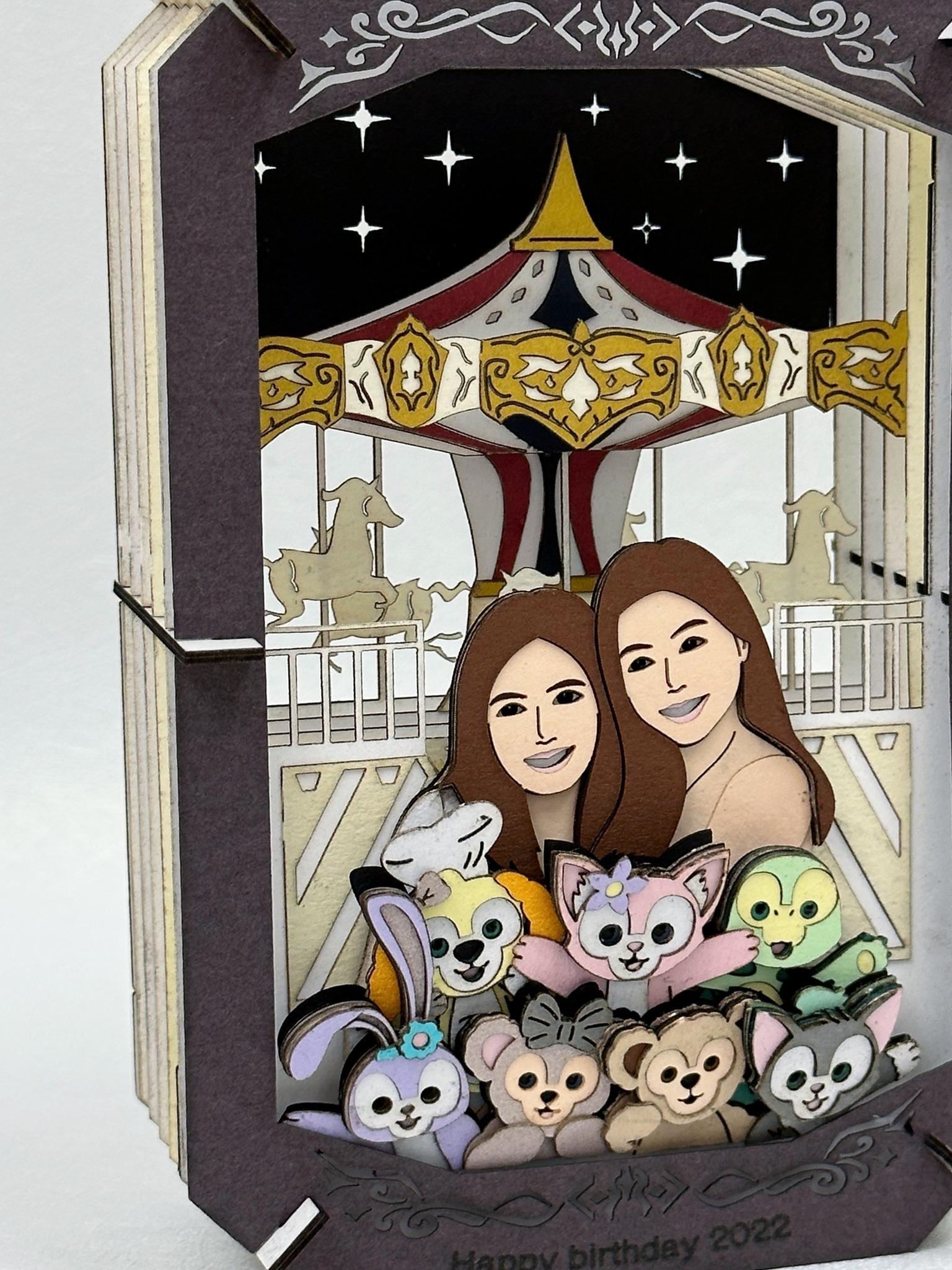 情人節禮物推介2023|PaperHKura Faiy Carousel 可定製人像紙藝作品 $550起