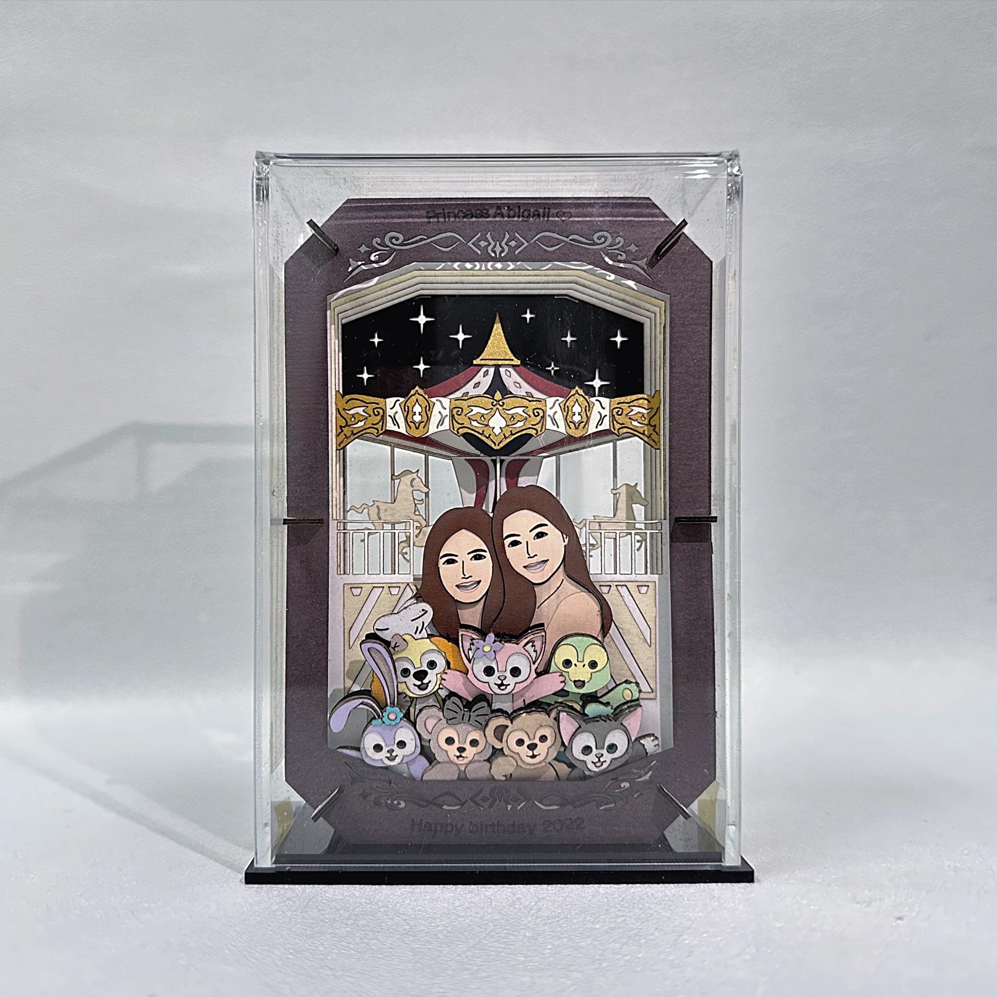 情人節禮物推介2023|PaperHKura Faiy Carousel 可定製人像紙藝作品 $550起