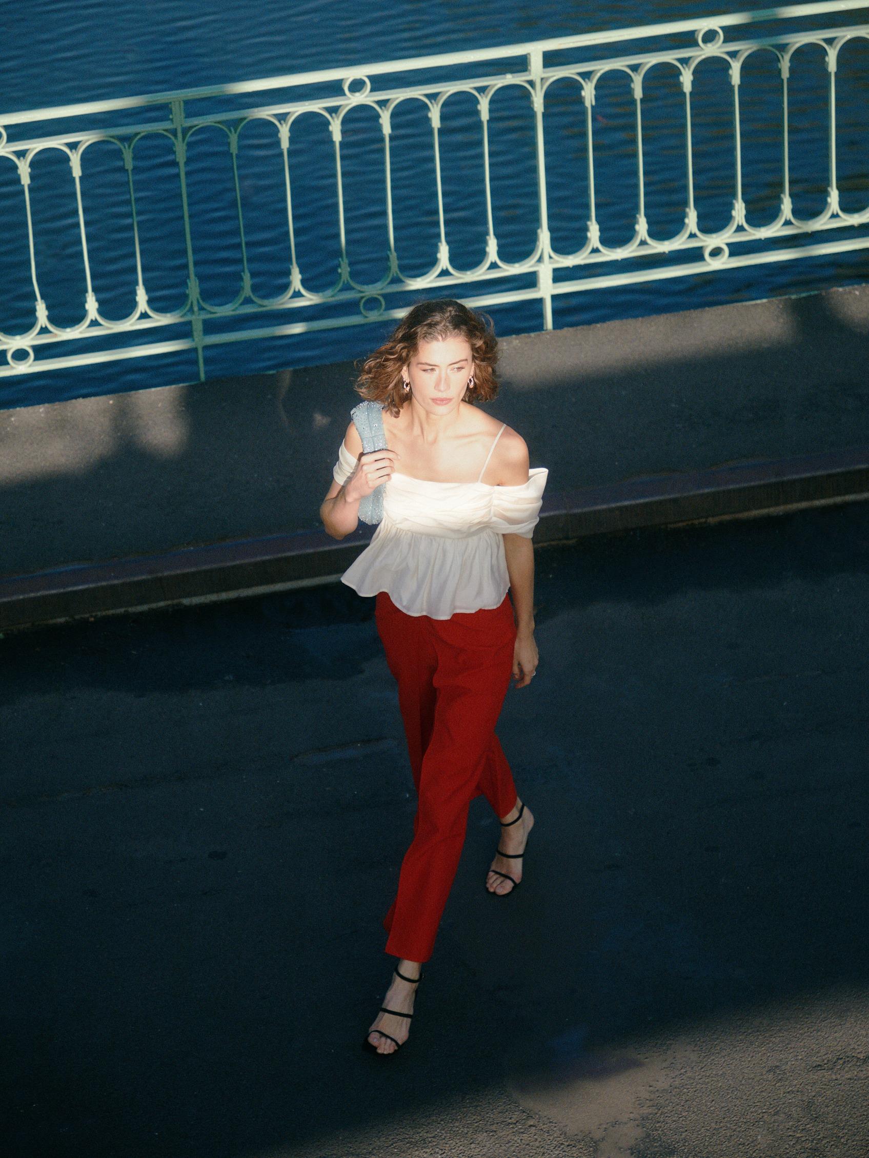 Keisha Ruched Peplum Camisole $329 +Krizzia Twist Front Wide Leg Pants $355