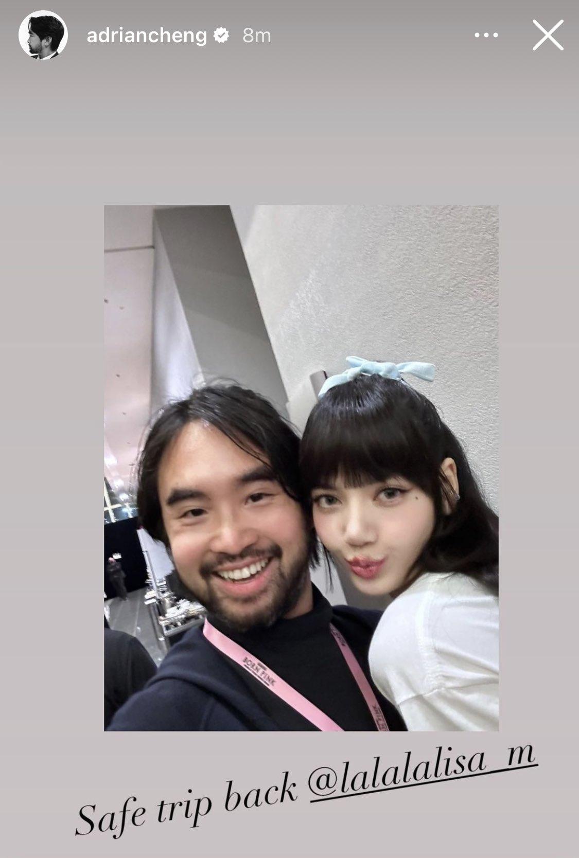 鄭志剛到BLACKPINK亞博演唱後台集郵,與Lisa風騷自拍。