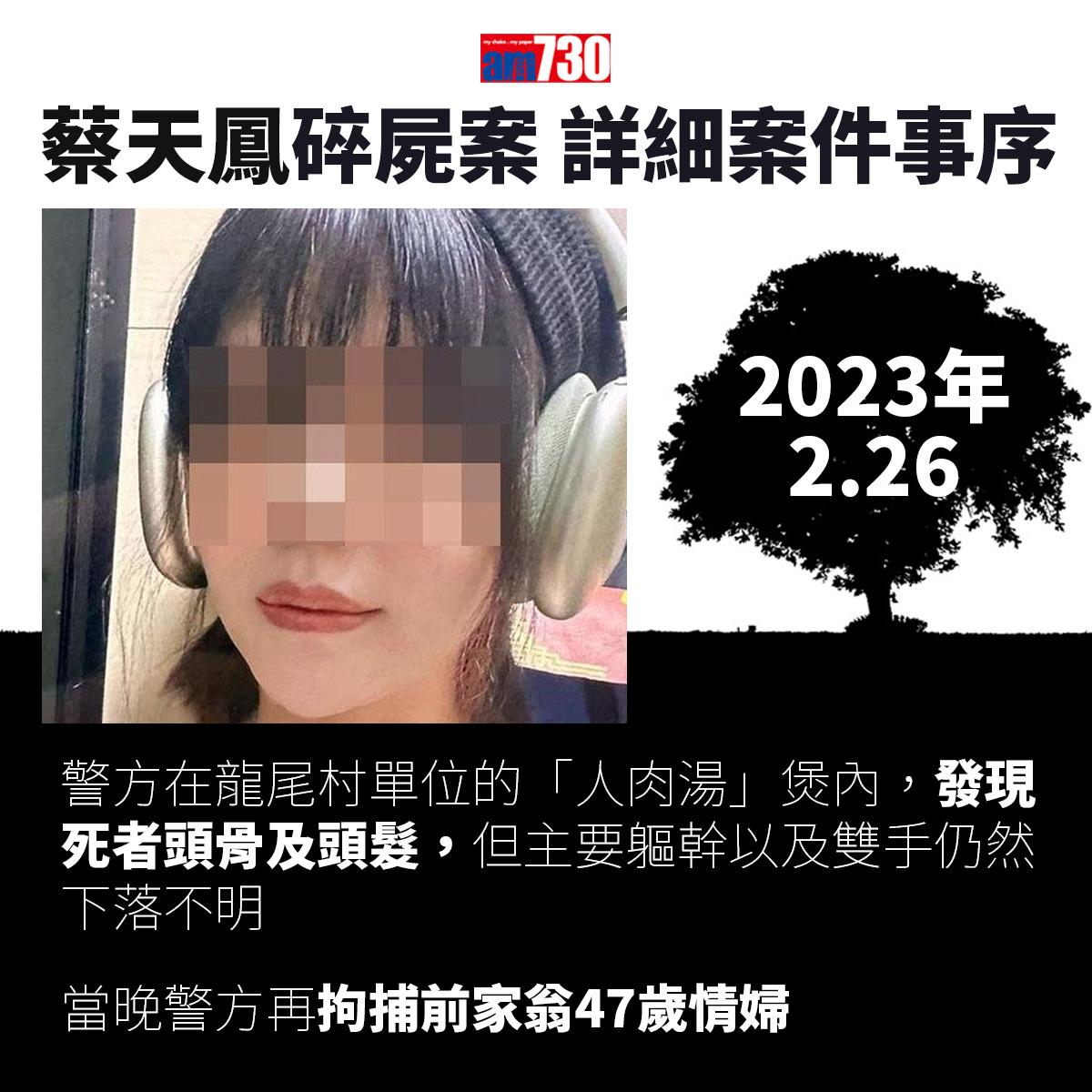 蔡天鳳碎屍案|一文睇清蔡天鳳遇害始末 案件時序一覽